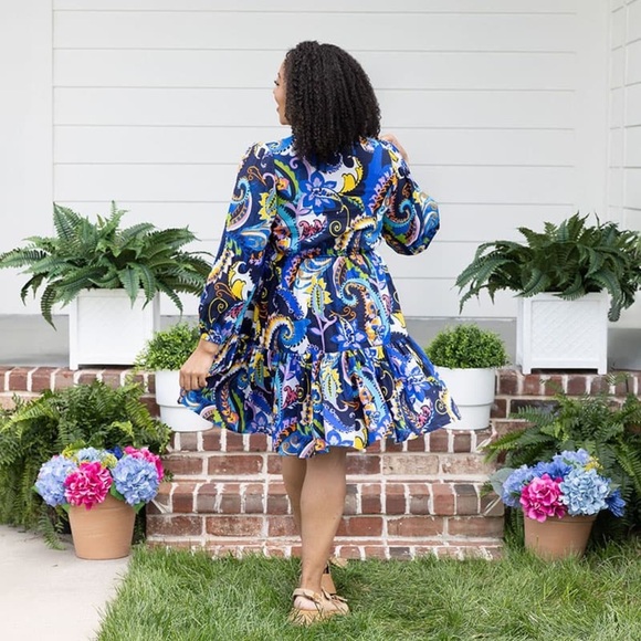 Kaktus,Vibrant V-Neck, Paisley Dress, Drawstring,Excellent Condition,Size S - Picture 4 of 15
